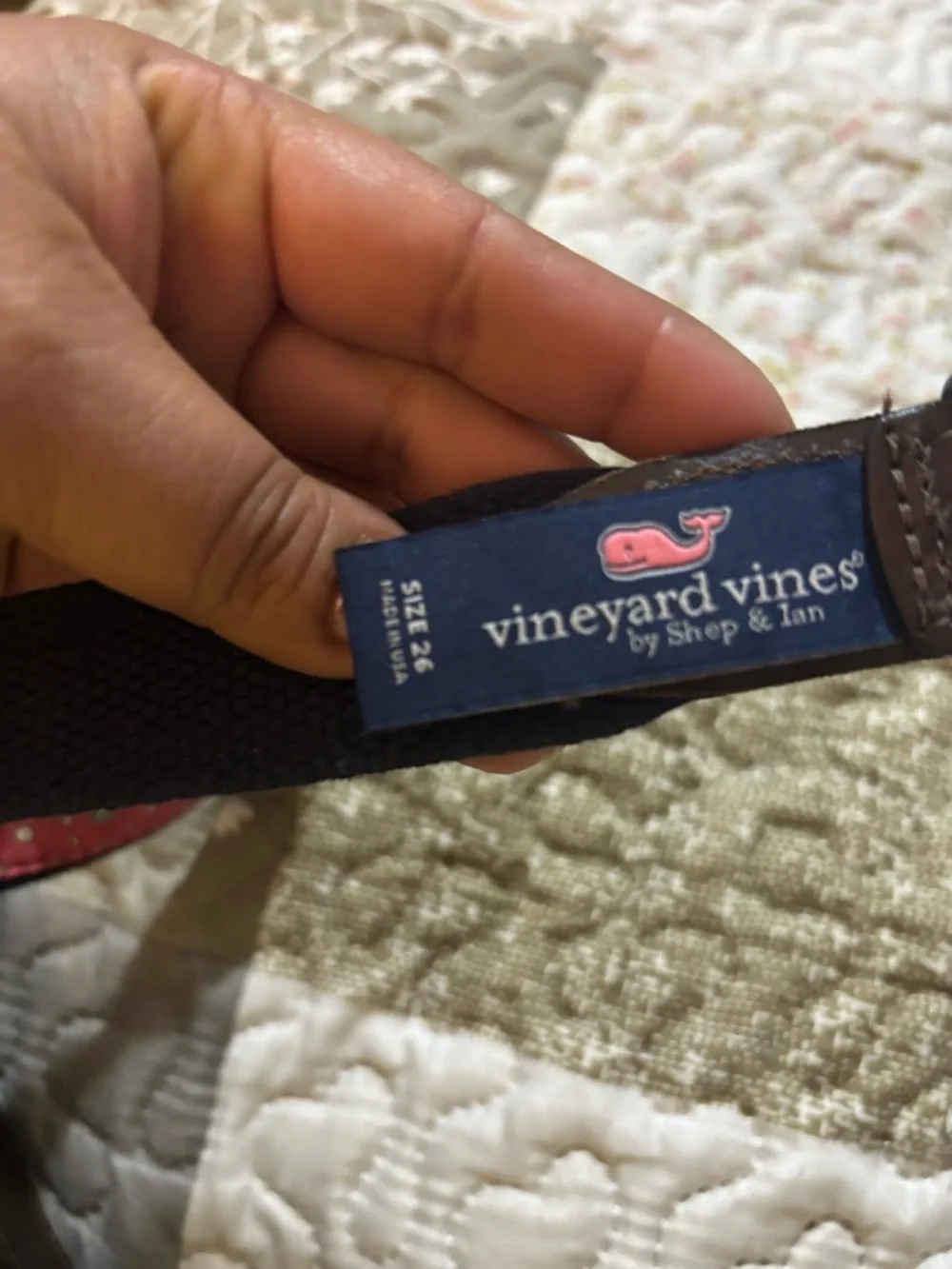 Vineyard Vines Brown Leather Belt with Gold Buckle